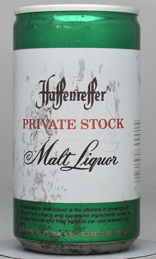 Haffenreffer Private Stock Malt Liquor 12 Oz Tab Top Can