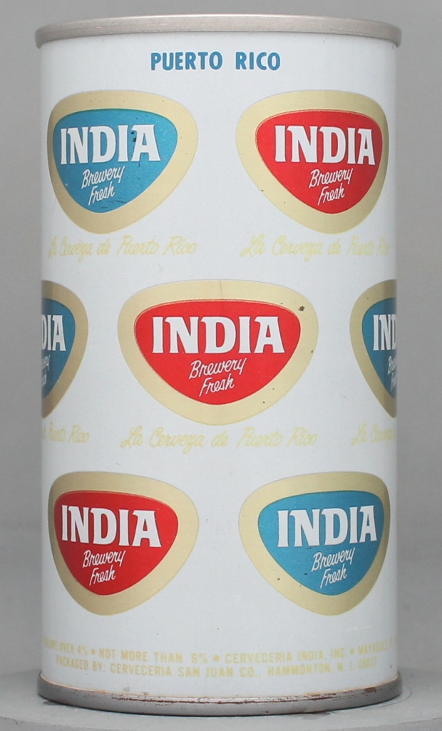 India La Cerveza De Puerto Rico Beer 12 Oz Tab Top Can