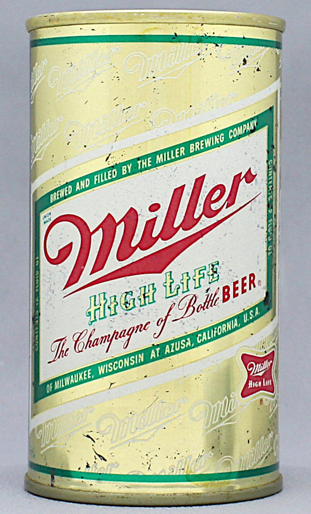 Miller High Life Beer 12 Oz Tab Top Can