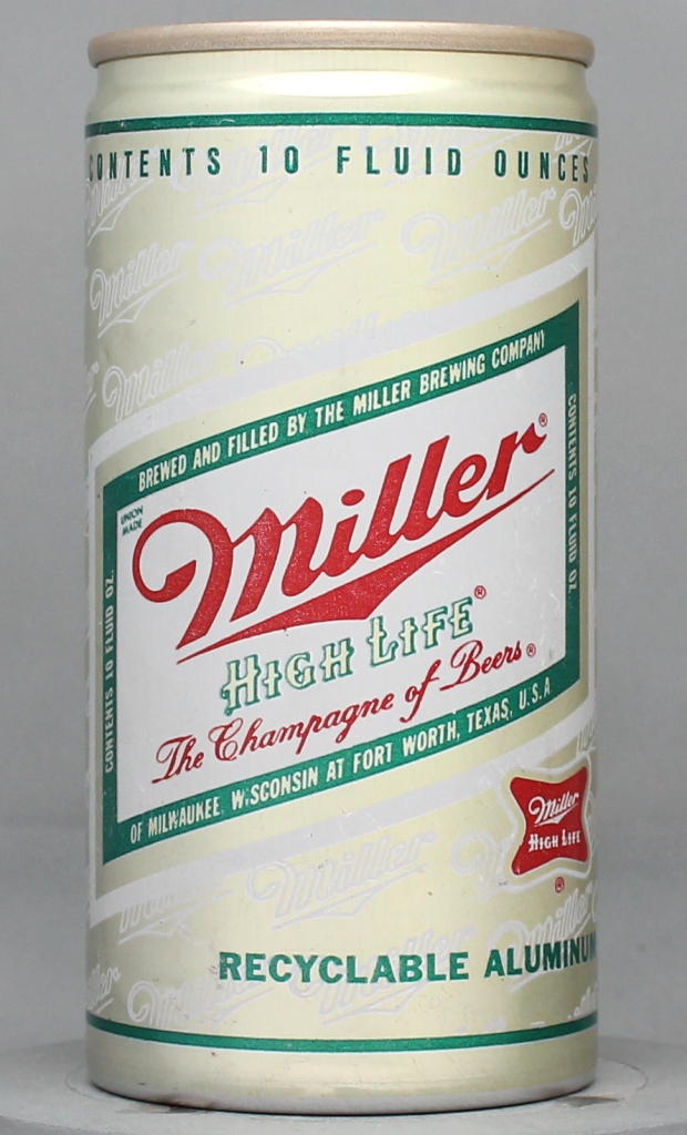 Miller High Life Beer 10 Oz Tab Top Can