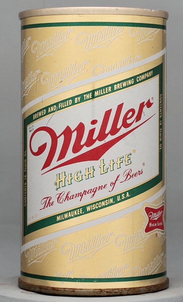 Miller High Life Beer 12 Oz Tab/Bank Top Can