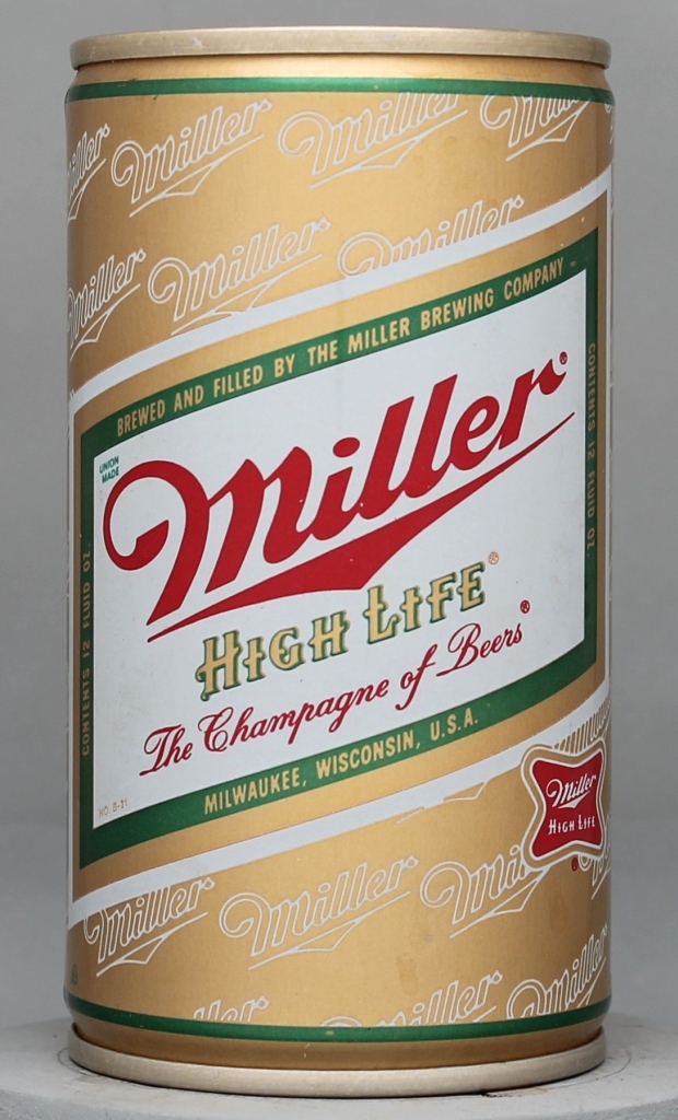 Miller High Life Beer 12 Oz Tab Top Can