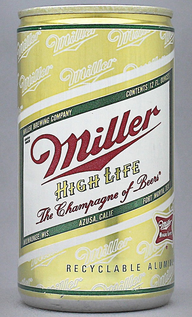 Miller High Life Beer 12 Oz Tab Top Can