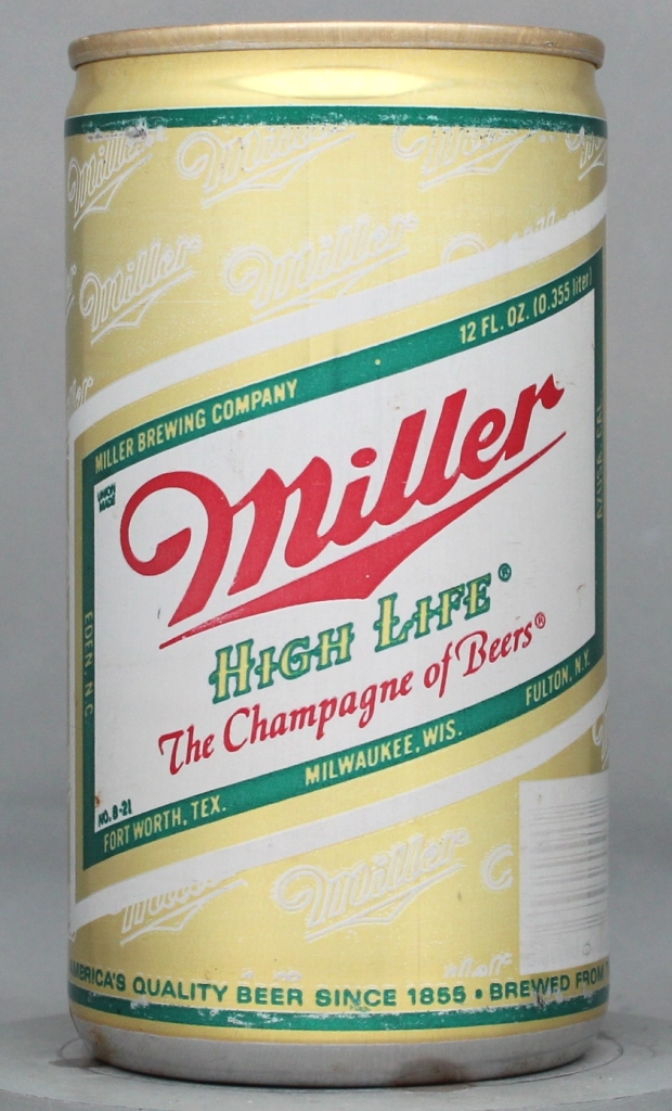 Miller High Life Beer 12 Oz Tab Top Can