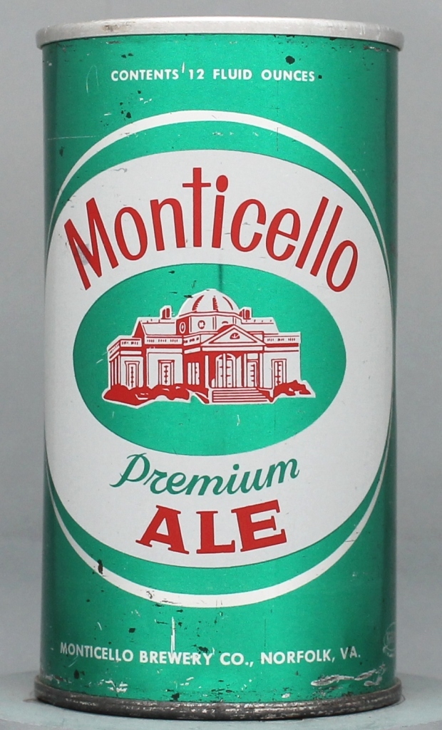 Monticello Premium Ale 12 Oz Zip/Tab/Insert Top Can