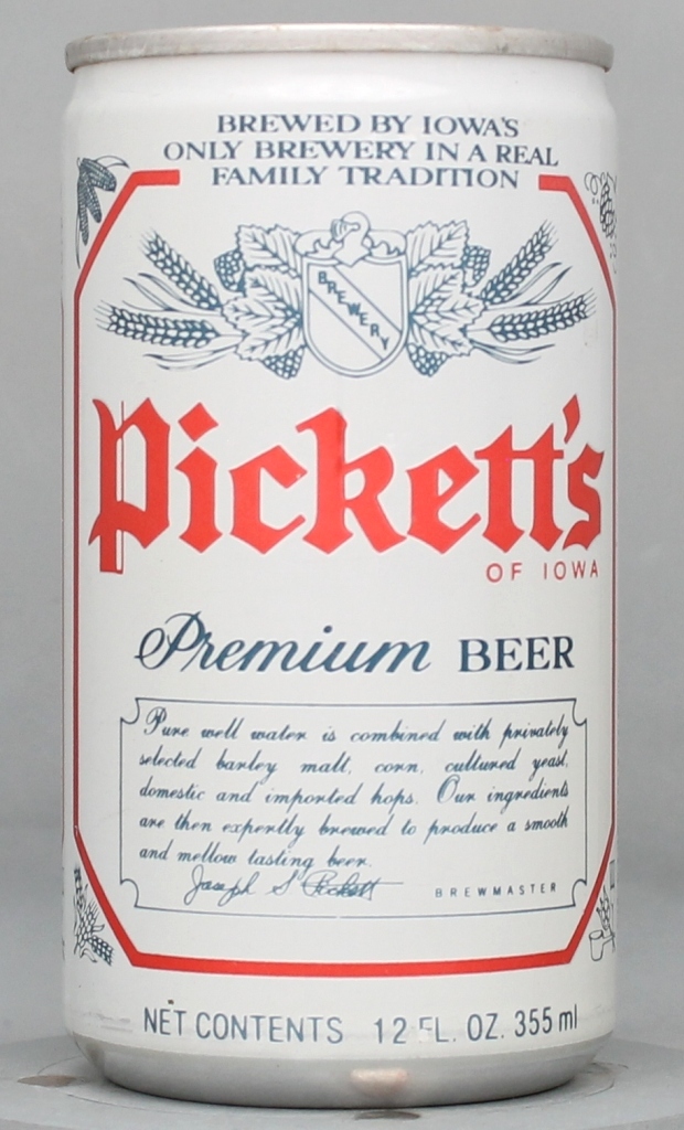 Pickett's Of Dubuque Premium Beer 12 Oz Tab/Stay Top Can