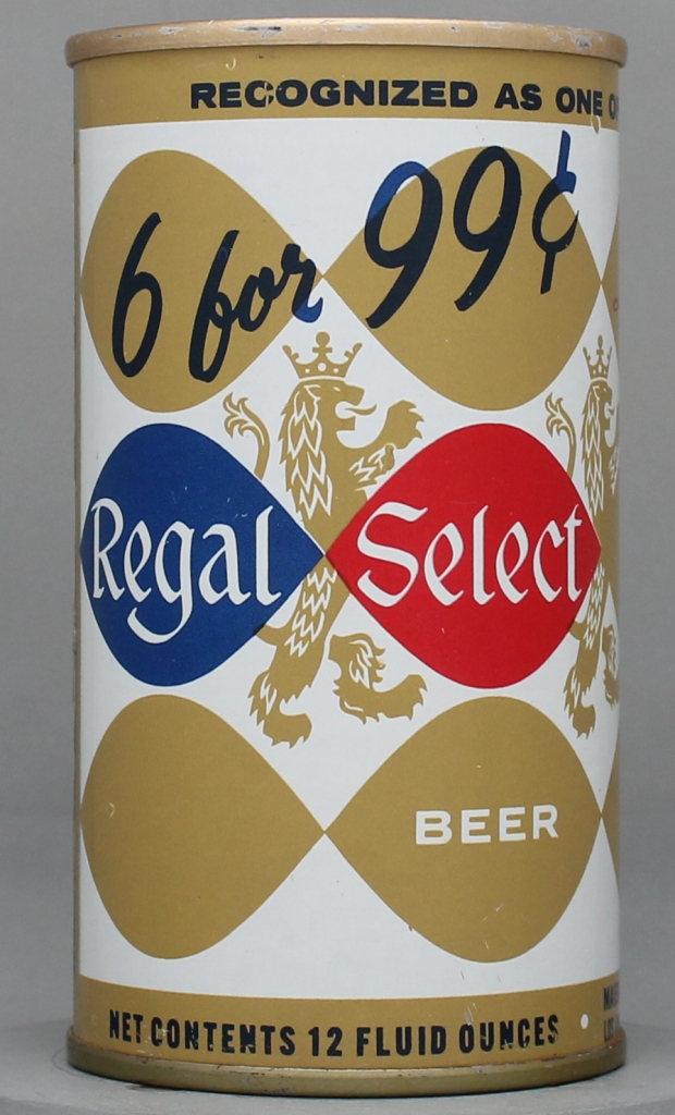 Regal Select Beer 12 Oz Tab Top Can