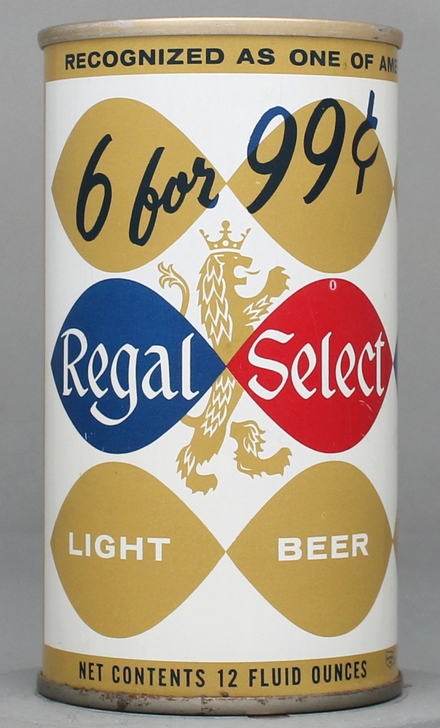 Regal Select Light Beer 12 Oz Tab/Insert Top Can