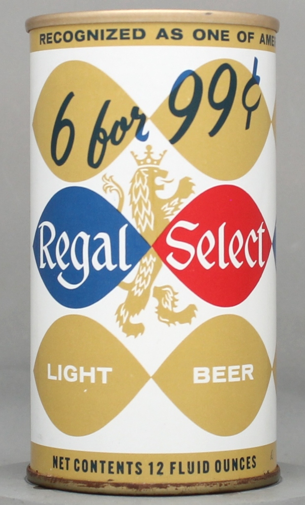 Regal Select Light Beer 12 Oz Tab Top Can