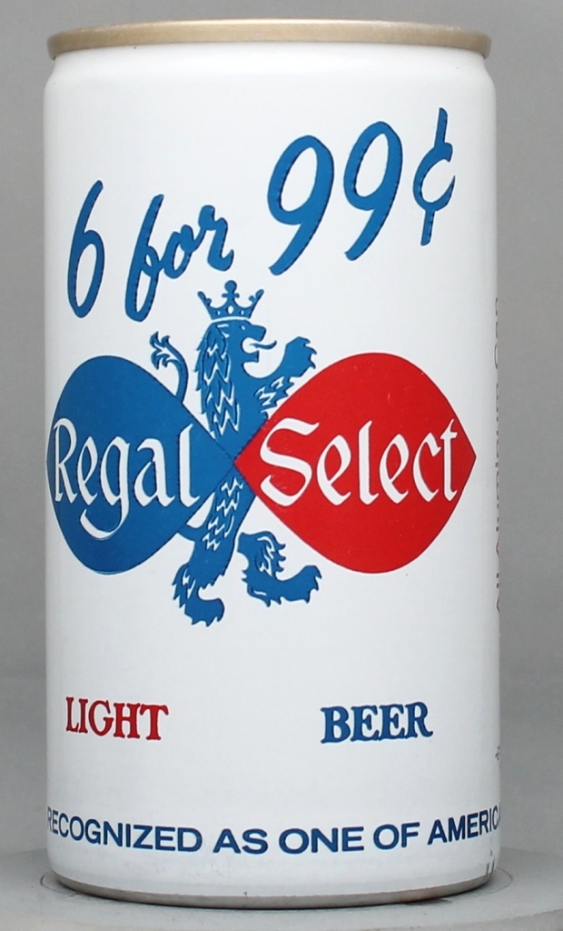 Regal Select Light Beer 12 Oz Tab Top Can