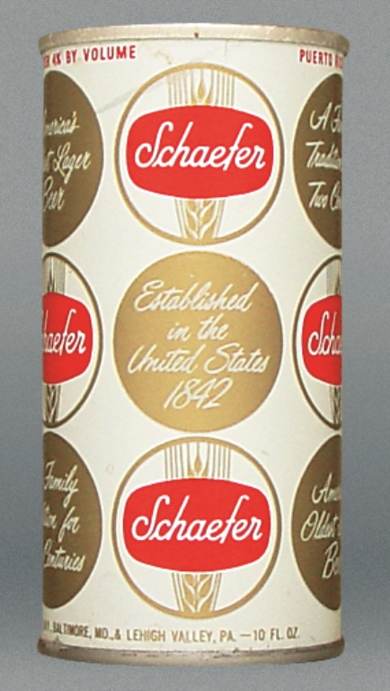 Schaefer Beer 10 Oz Tab Top Can