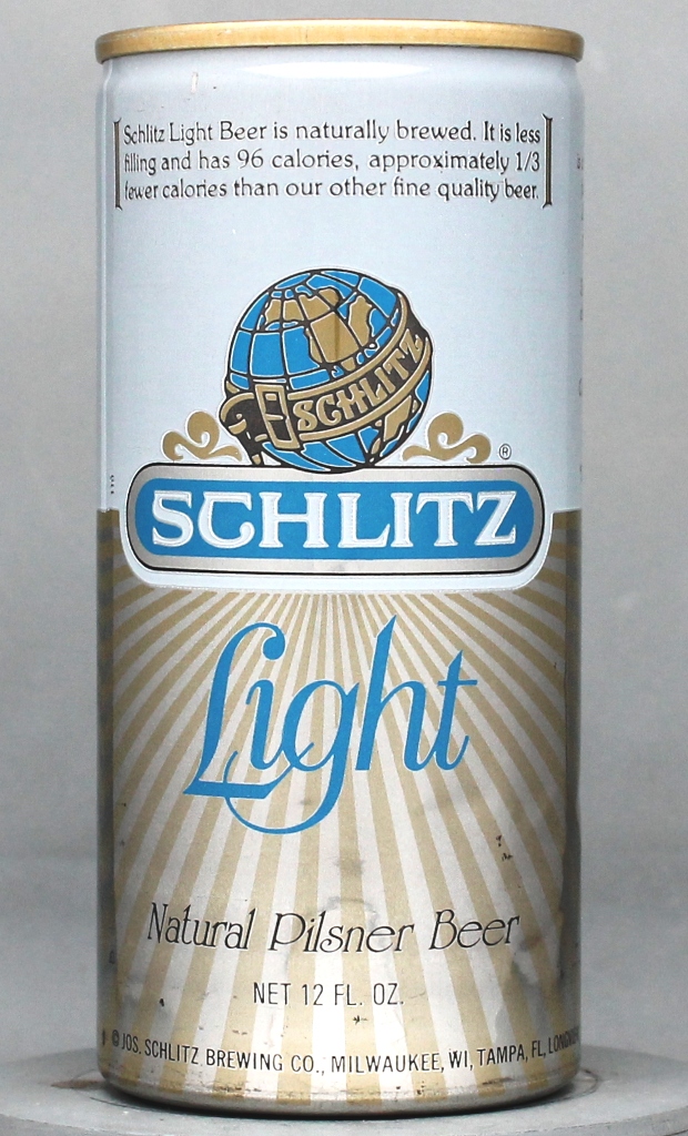 Schlitz Light Natural Pilsner Beer 12 Oz Tab Top Can