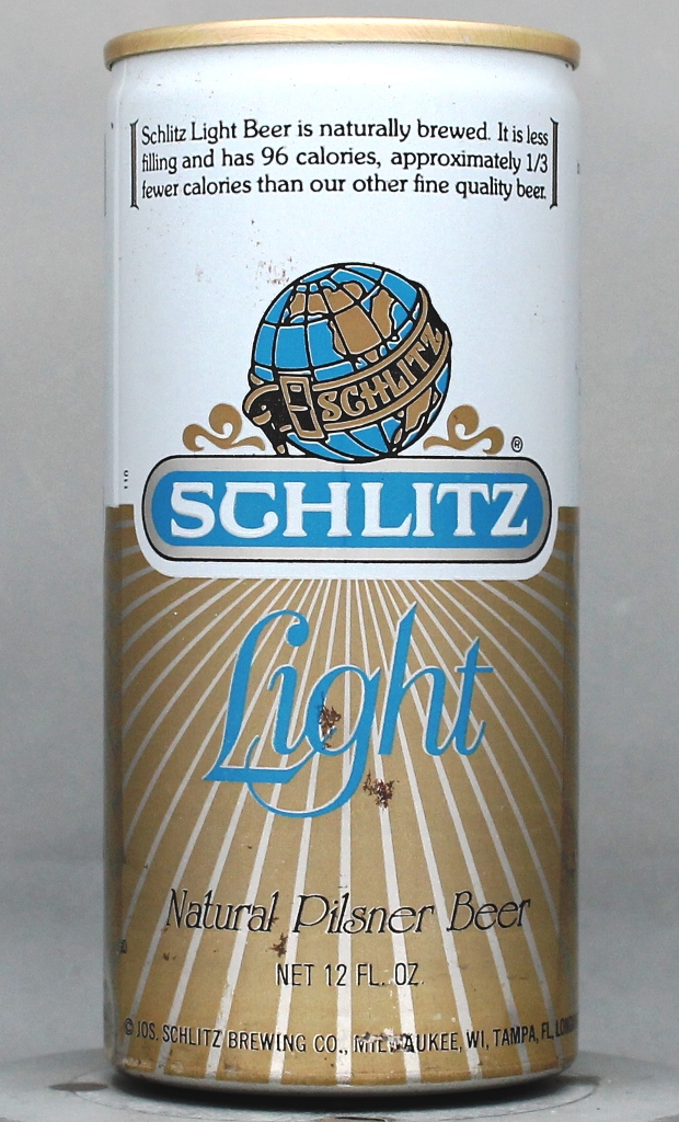 Schlitz Light Natural Pilsner Beer 12 Oz Tab Top Can