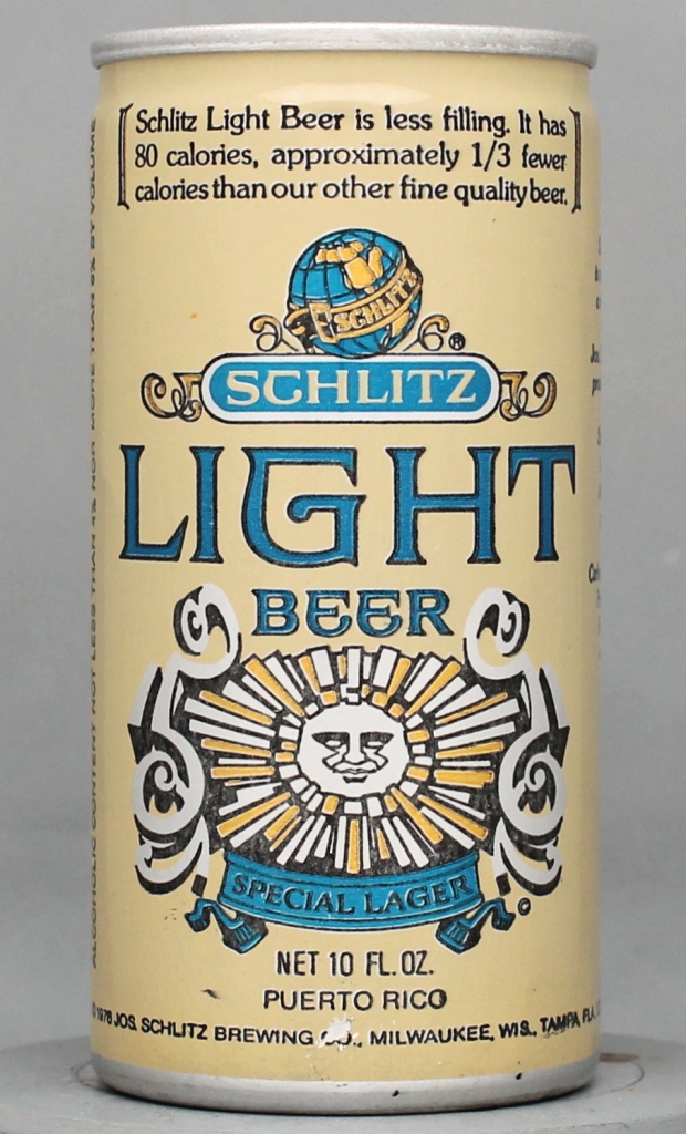 Schlitz Light Special Lager Beer 10 Oz Tab Top Can