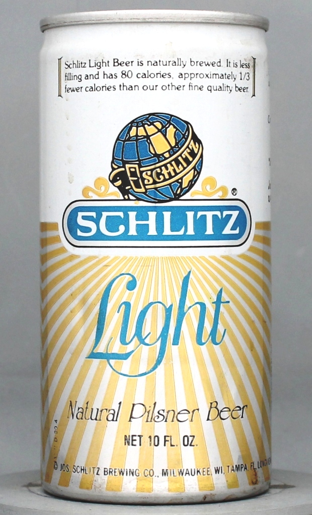 Schlitz Light Natural Pilsner Beer 10 Oz Tab Top Can