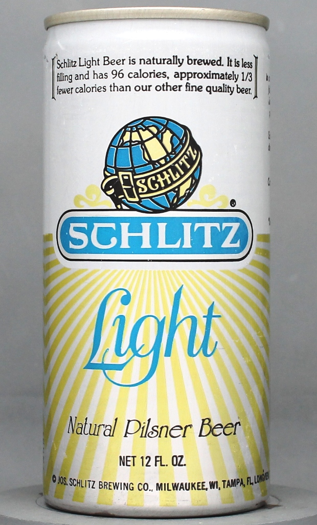 Schlitz Light Natural Pilsner Beer 12 Oz Tab Top Can