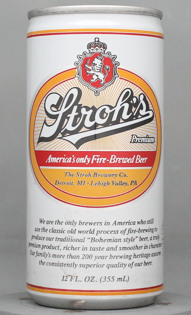 Stroh's Premium Beer 12 Oz Tab/Stay Top Can