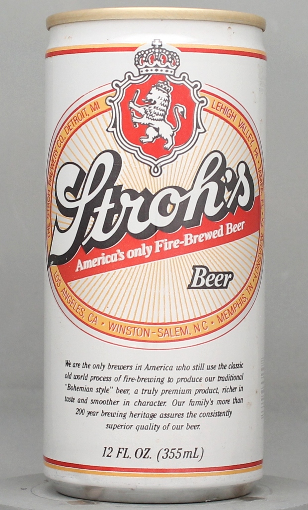 Stroh's Beer 12 Oz Tab/Stay Top Can