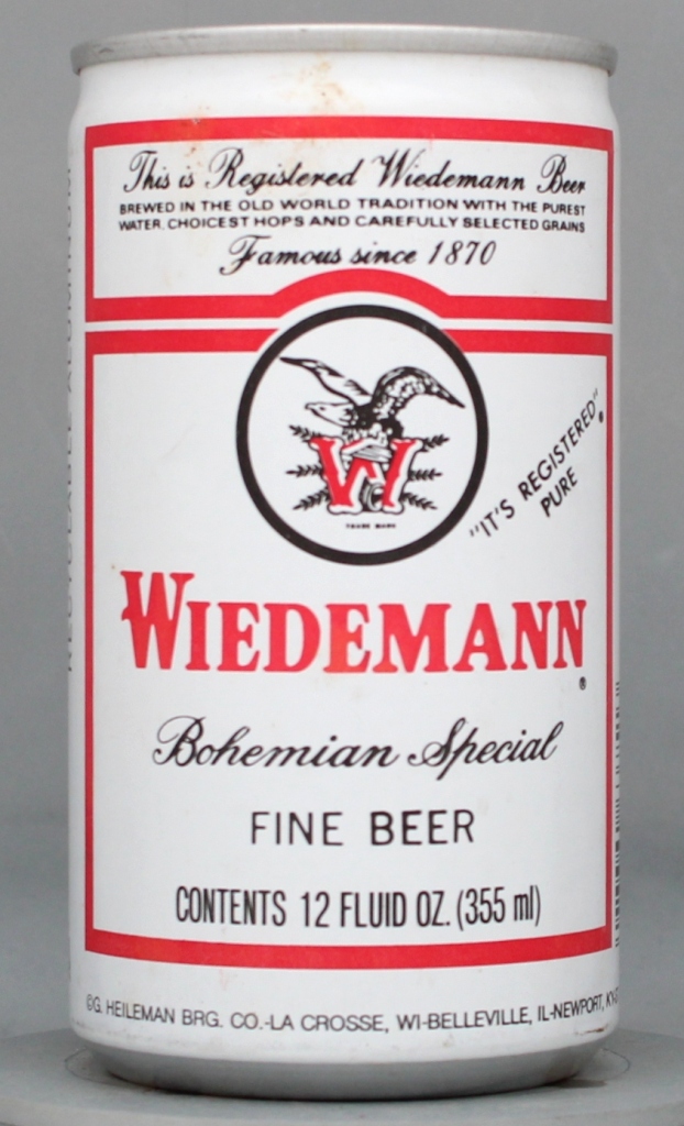 Wiedemann Bohemian Special Beer 12 Oz Tab Top Can