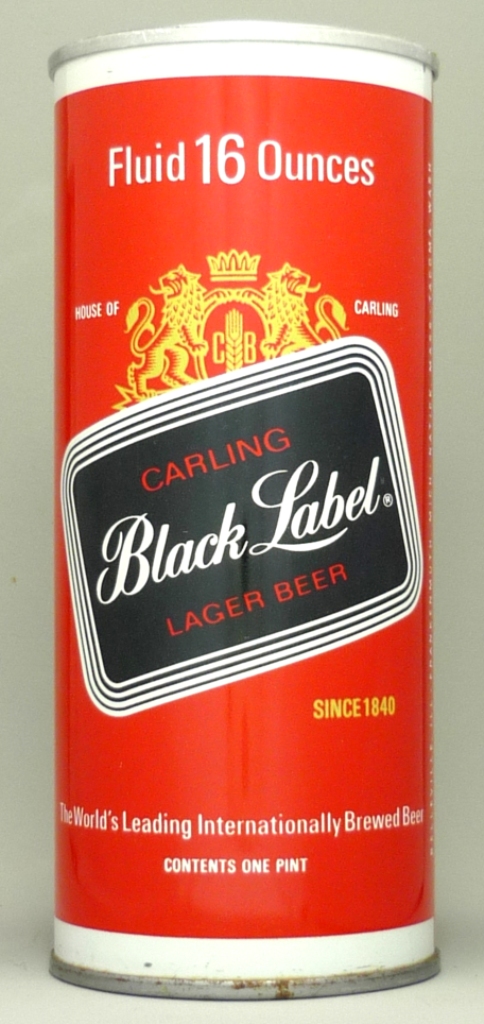 Black Label Lager, Carling Beer 16 Oz Tab Top Can