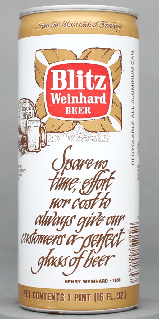 Blitz Weinhard Beer 16 Oz Tab Top Can