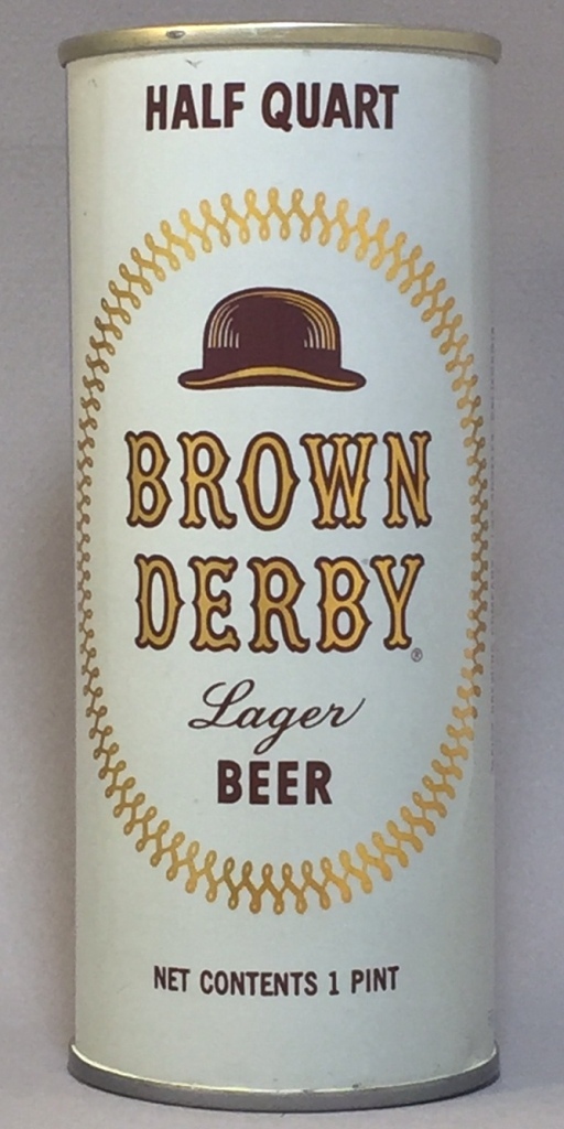 Brown Derby Lager Beer 16 Oz Insert Top Can