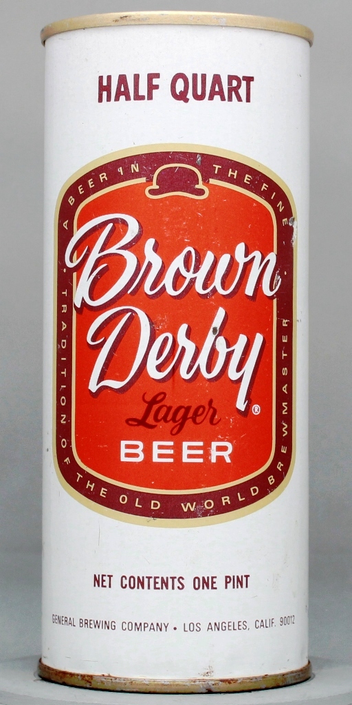 Brown Derby Lager Beer 16 Oz Tab Top Can