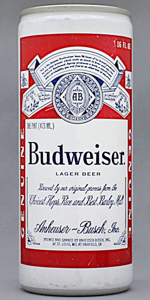 Budweiser Lager Beer 16 Oz Tab Top Can