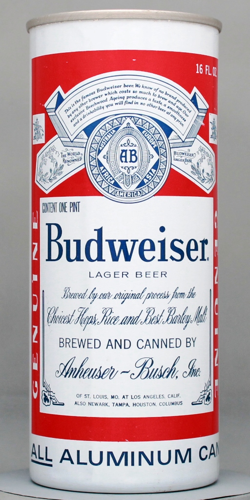 Budweiser Lager Beer 16 Oz Tab Top Can