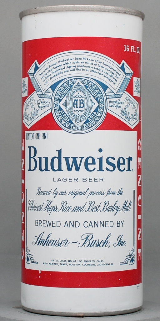 Budweiser Lager Beer 16 Oz Tab Top Can