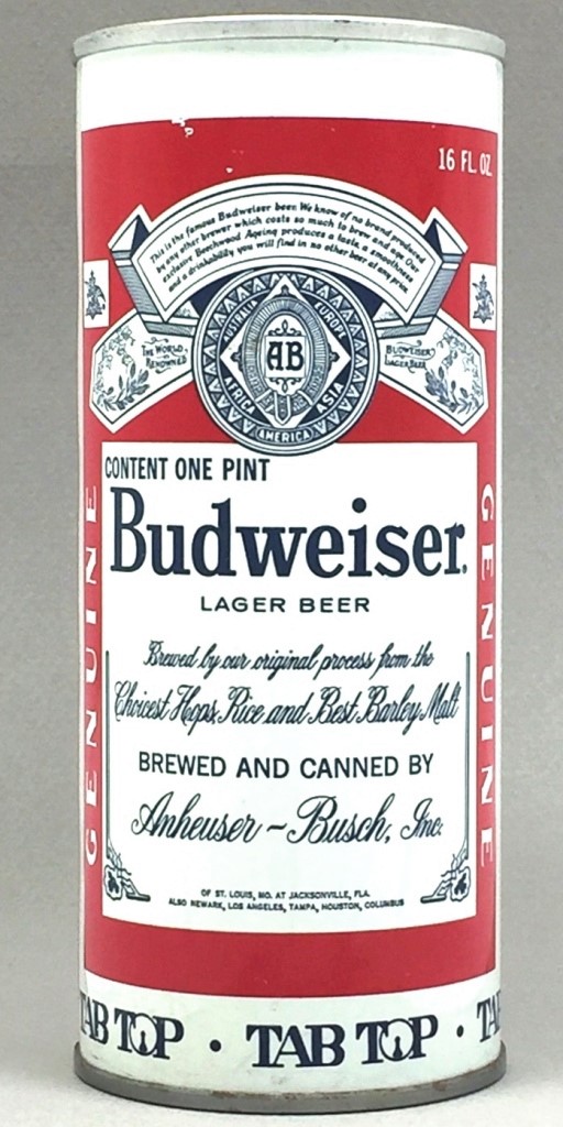 Budweiser Lager Beer Tab Top Can