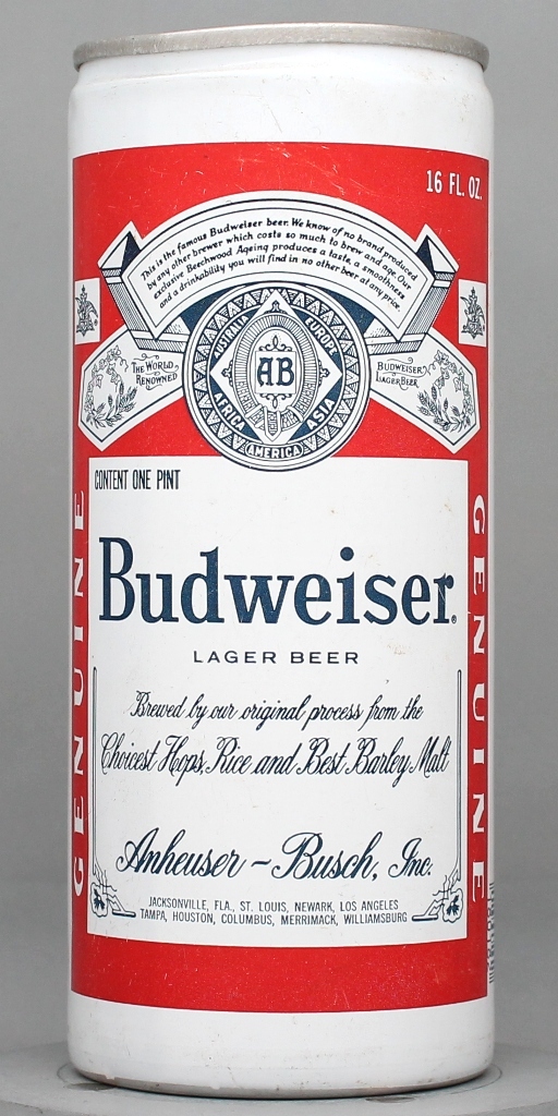 Budweiser Lager Beer 16 Oz Tab Top Can