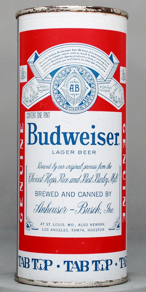 Budweiser Lager Beer 16 Oz Insert Top Can