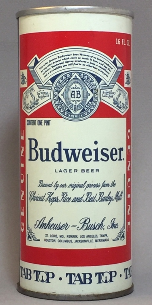 Budweiser Lager Beer 16 Oz Tab Top Can