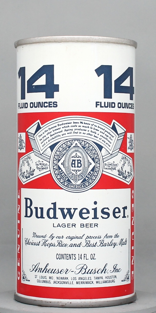Budweiser Lager Beer 14 Oz Tab Top Can