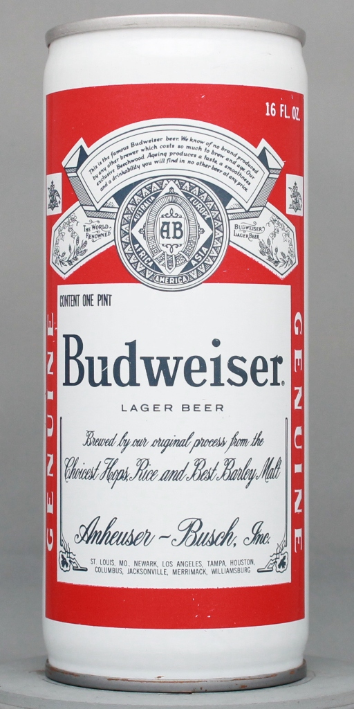 Budweiser Lager Beer 16 Oz Tab Top Can