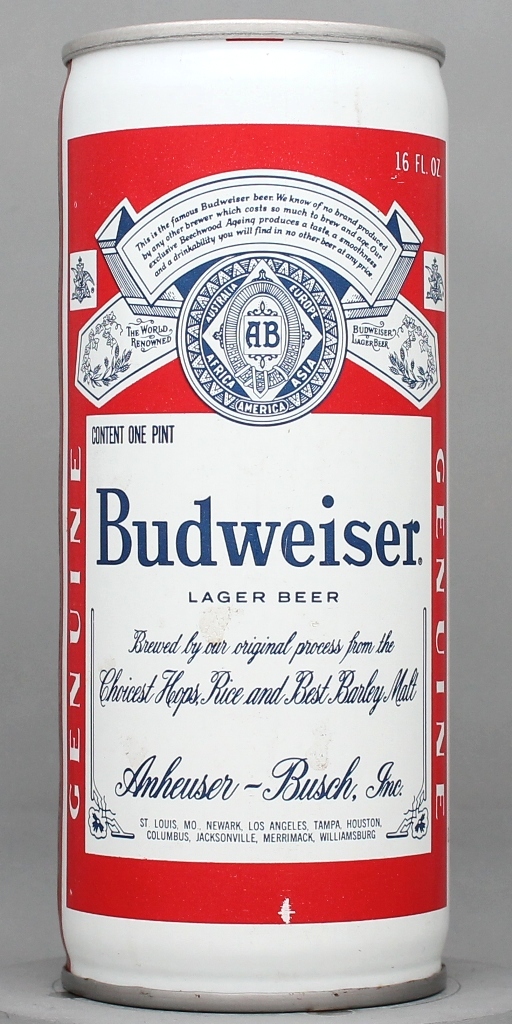 Budweiser Lager Beer 16 Oz Tab Top Can