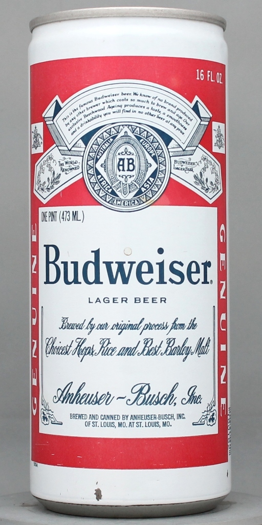 Budweiser Lager Beer 16 Oz Tab Top Can