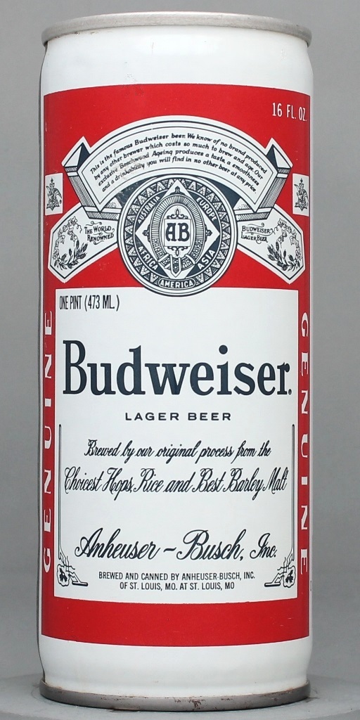 Budweiser Lager Beer 16 Oz Tab/Stay Top Can