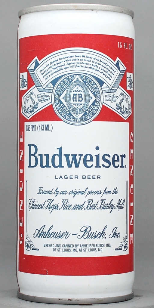 Budweiser Lager Beer 16 Oz Tab/Stay Top Can