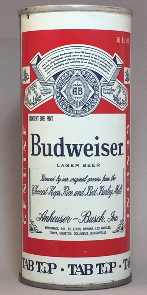 Budweiser Lager Beer Tab Top Can