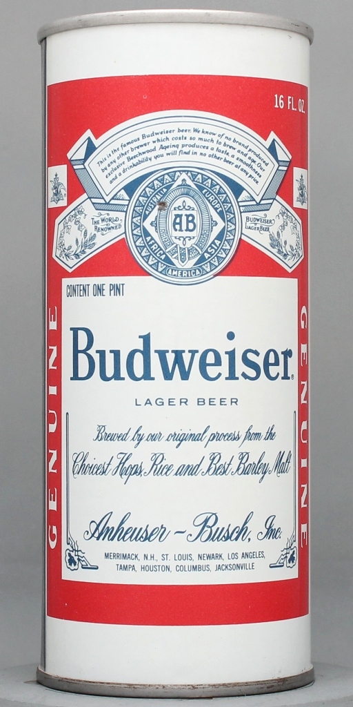 Budweiser Lager Beer 16 Oz Tab Top Can
