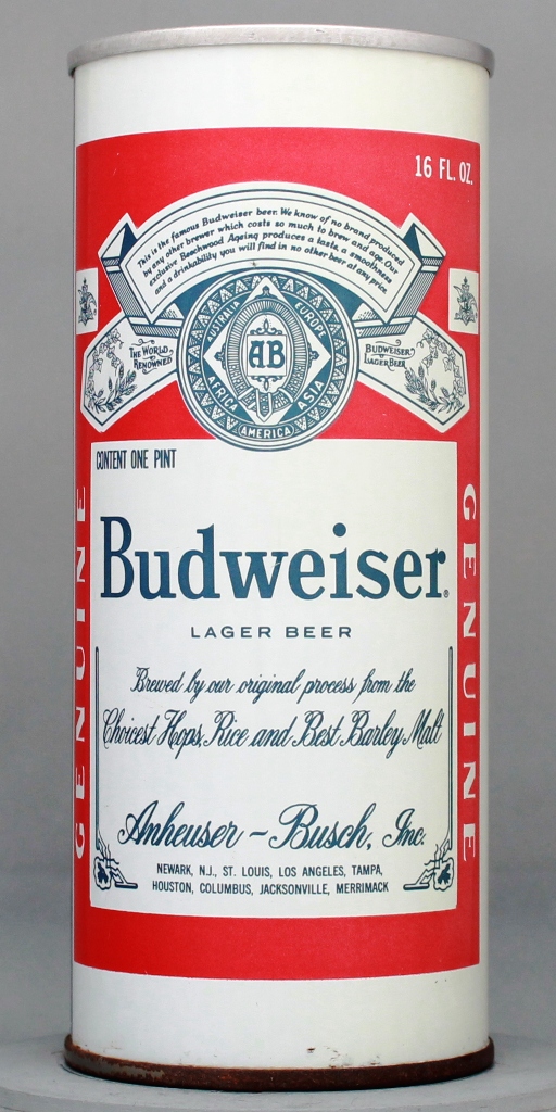 Budweiser Lager Beer 16 Oz Tab Top Can