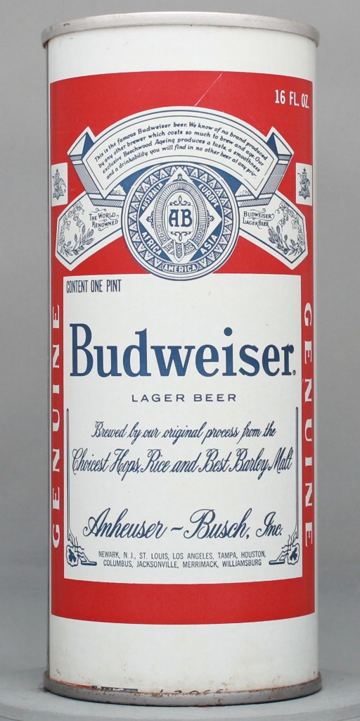 Budweiser Lager Beer 16 Oz Tab Top Can