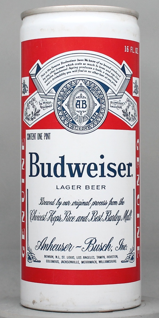 Budweiser Lager Beer 16 Oz Tab Top Can