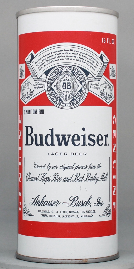 Budweiser Lager Beer 16 Oz Tab Top Can