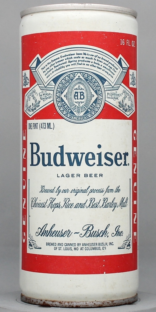 Budweiser Lager Beer 16 Oz Tab Top Can