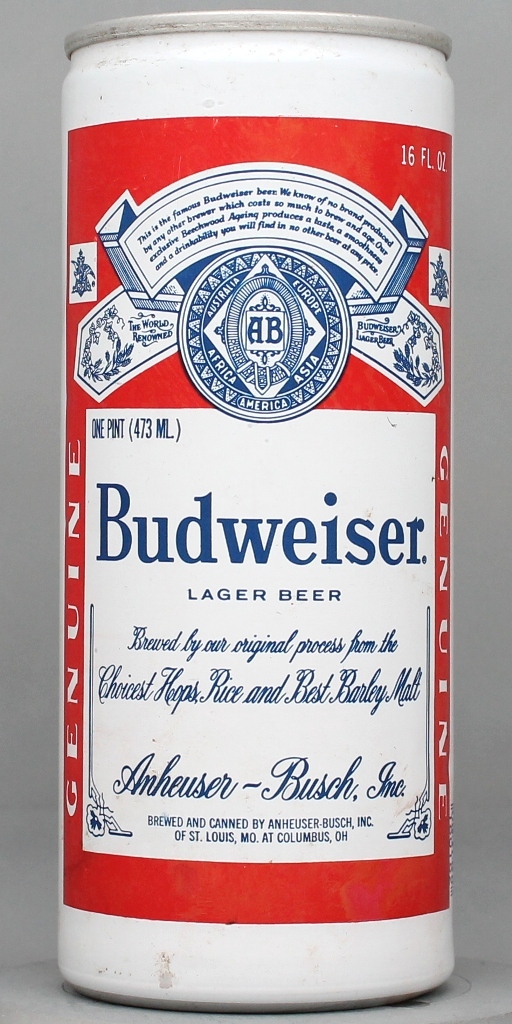 Budweiser Lager Beer 16 Oz Tab Top Can