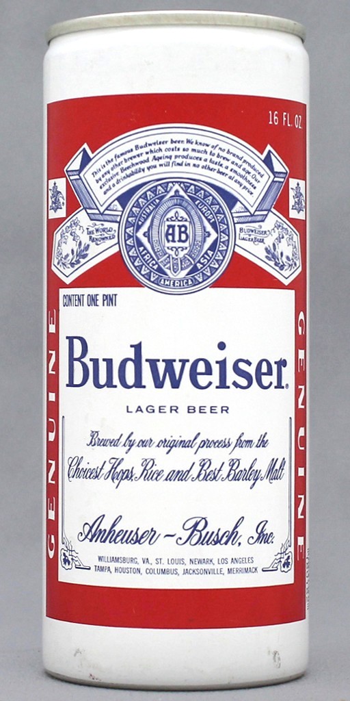 Budweiser Lager Beer 16 Oz Tab Top Can