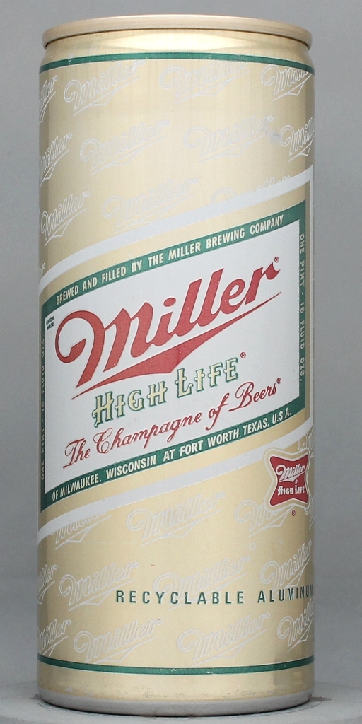 Miller High Life Beer 16 Oz Tab Top Can